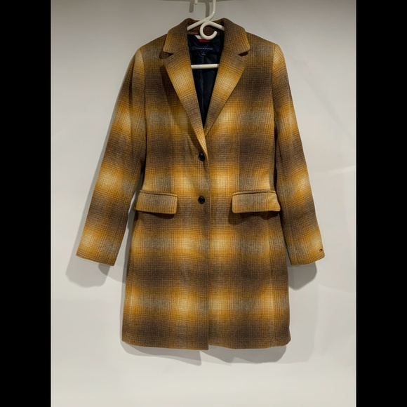 Tommy Hilfiger Coat WOOL BLEND CHECK CLASSIC COAT - Picture 1 of 13
